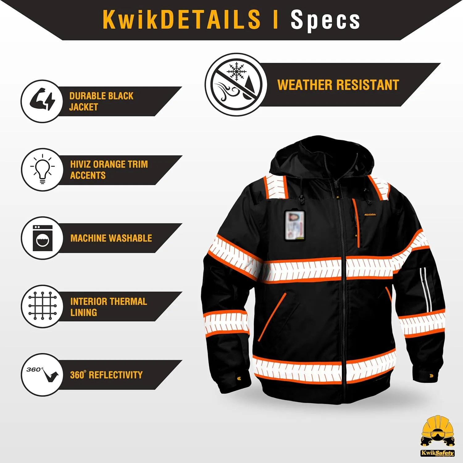 KwikSafety Reflective Jackets | Men's Insulated Hi Vis Work Bombers | Yellow, Orange, Multicolor