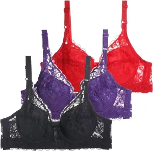 Lace Bralettes for Women with Support Lace Bra Sets for Women Bralettes for Women Padded Lace Back Lace Bras for Women Plus Size 36ddd 3 Pack Bras for Women All Day Comfort Bra