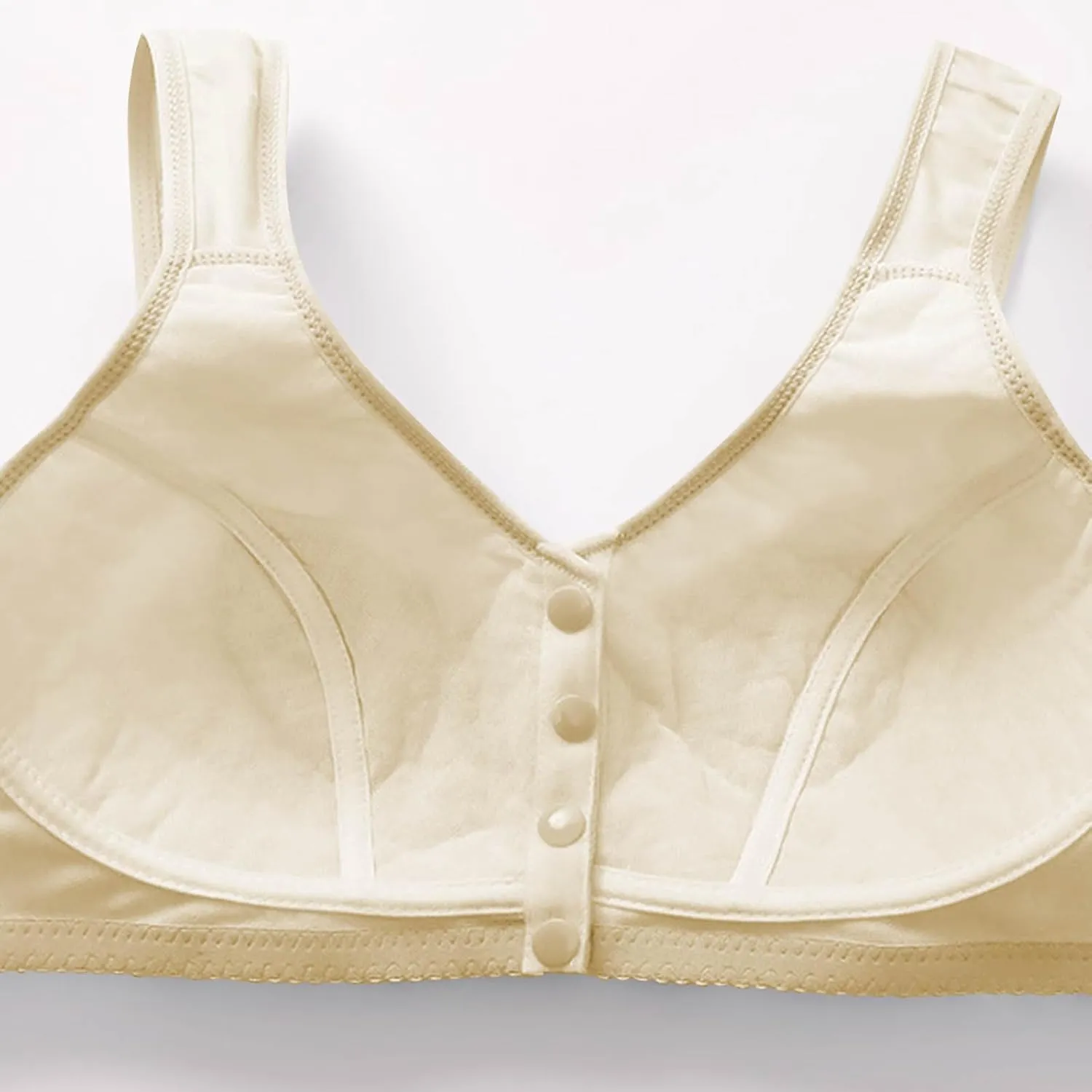 Lace Bras for Older Women Front Closure No Underwire Comfort Senior Bralette Full-Coverage Wireless Snap Closing Bra