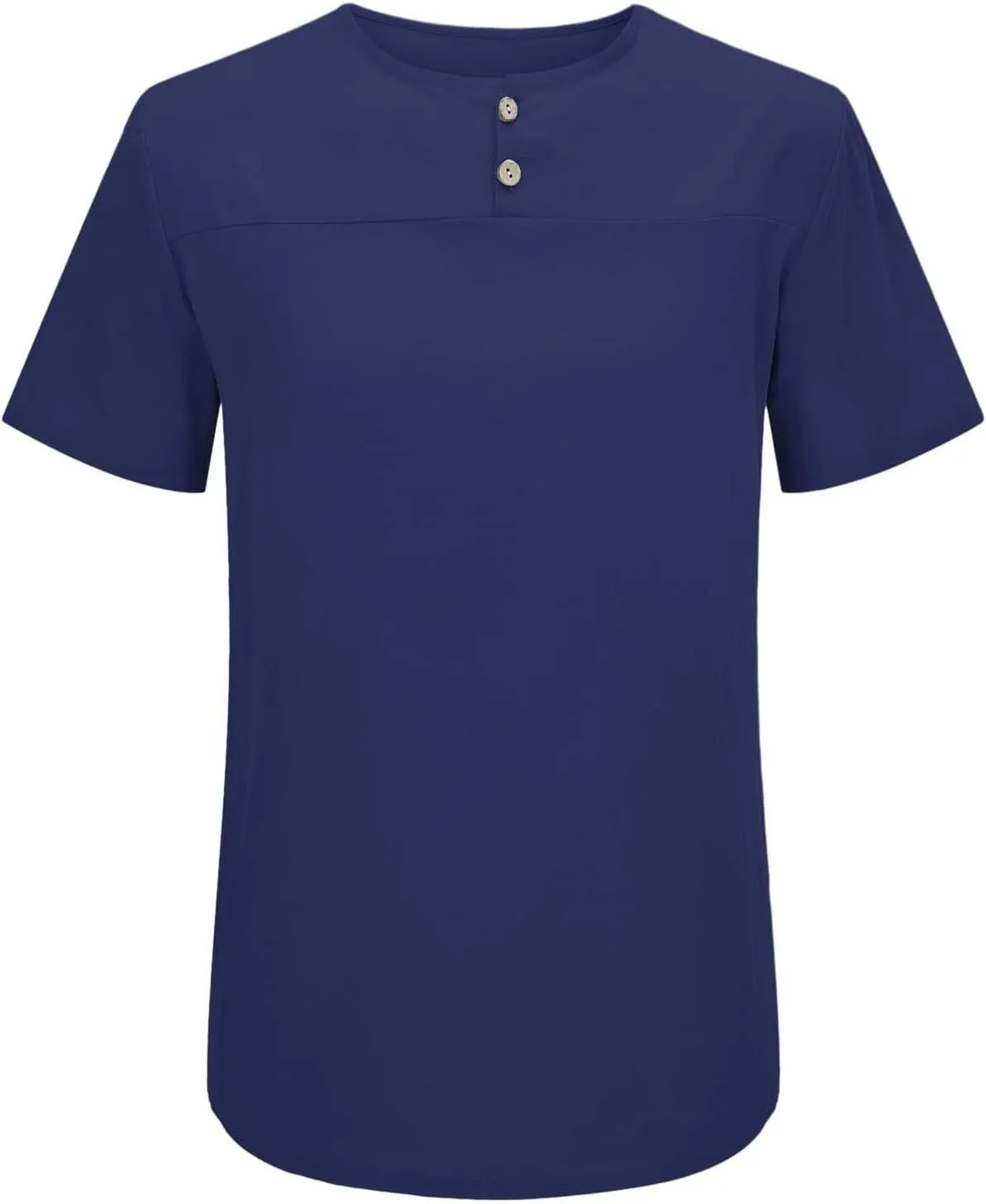 Linen Henley Shirt for Men Summer Solid Casual Trendy Tees Lightweight Breathable Athletic-Fit Button Up Beach Tops