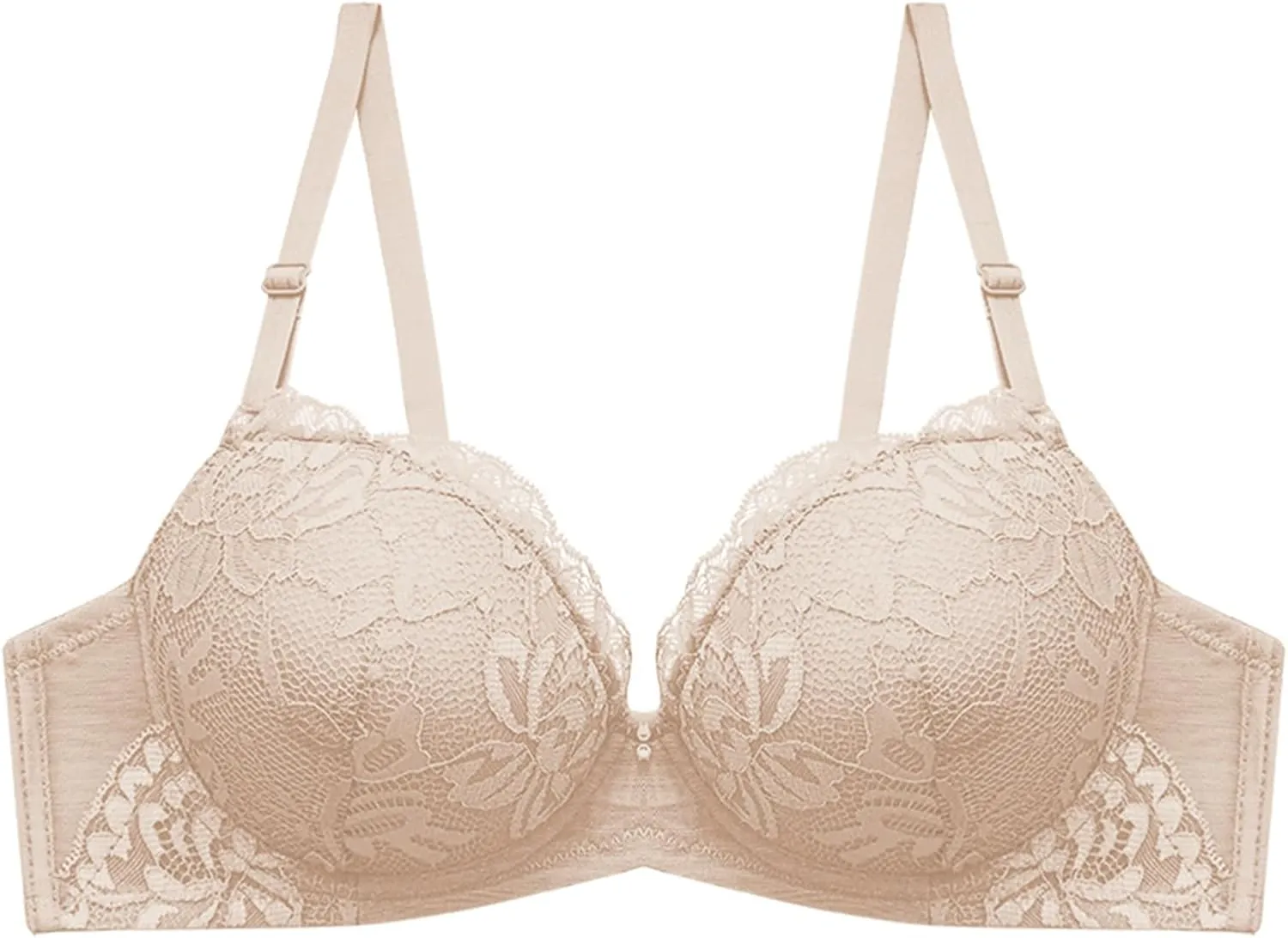 Lingerie Comfort Wirefree Push-Up Lace Embroidery Bralette for Women,Light Padded Bra, Full-Coverage Everyday Bralette