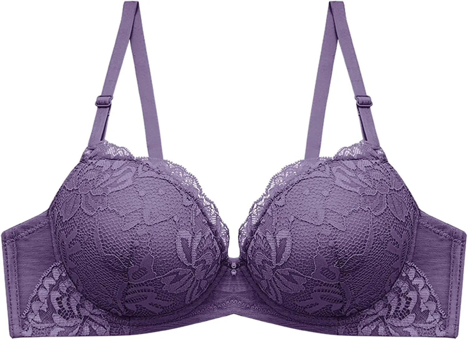 Lingerie Comfort Wirefree Push-Up Lace Embroidery Bralette for Women,Light Padded Bra, Full-Coverage Everyday Bralette