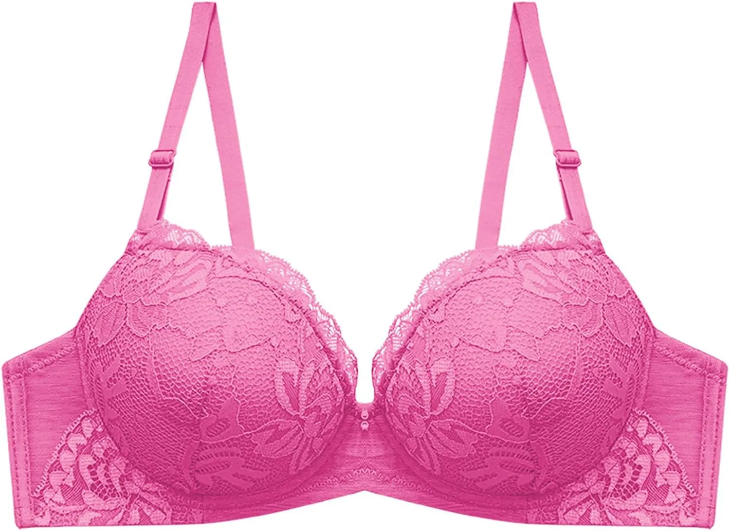 Lingerie Comfort Wirefree Push-Up Lace Embroidery Bralette for Women,Light Padded Bra, Full-Coverage Everyday Bralette
