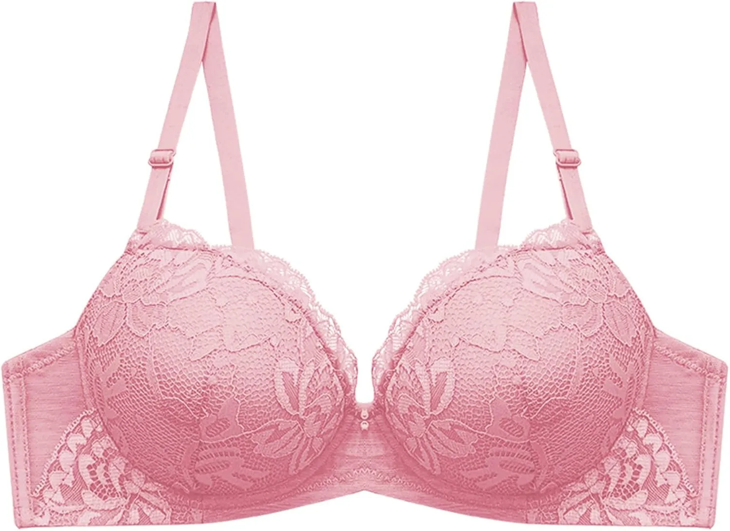 Lingerie Comfort Wirefree Push-Up Lace Embroidery Bralette for Women,Light Padded Bra, Full-Coverage Everyday Bralette