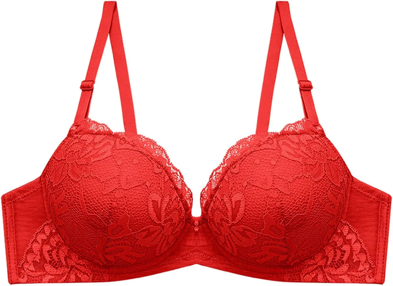 Lingerie Comfort Wirefree Push-Up Lace Embroidery Bralette for Women,Light Padded Bra, Full-Coverage Everyday Bralette