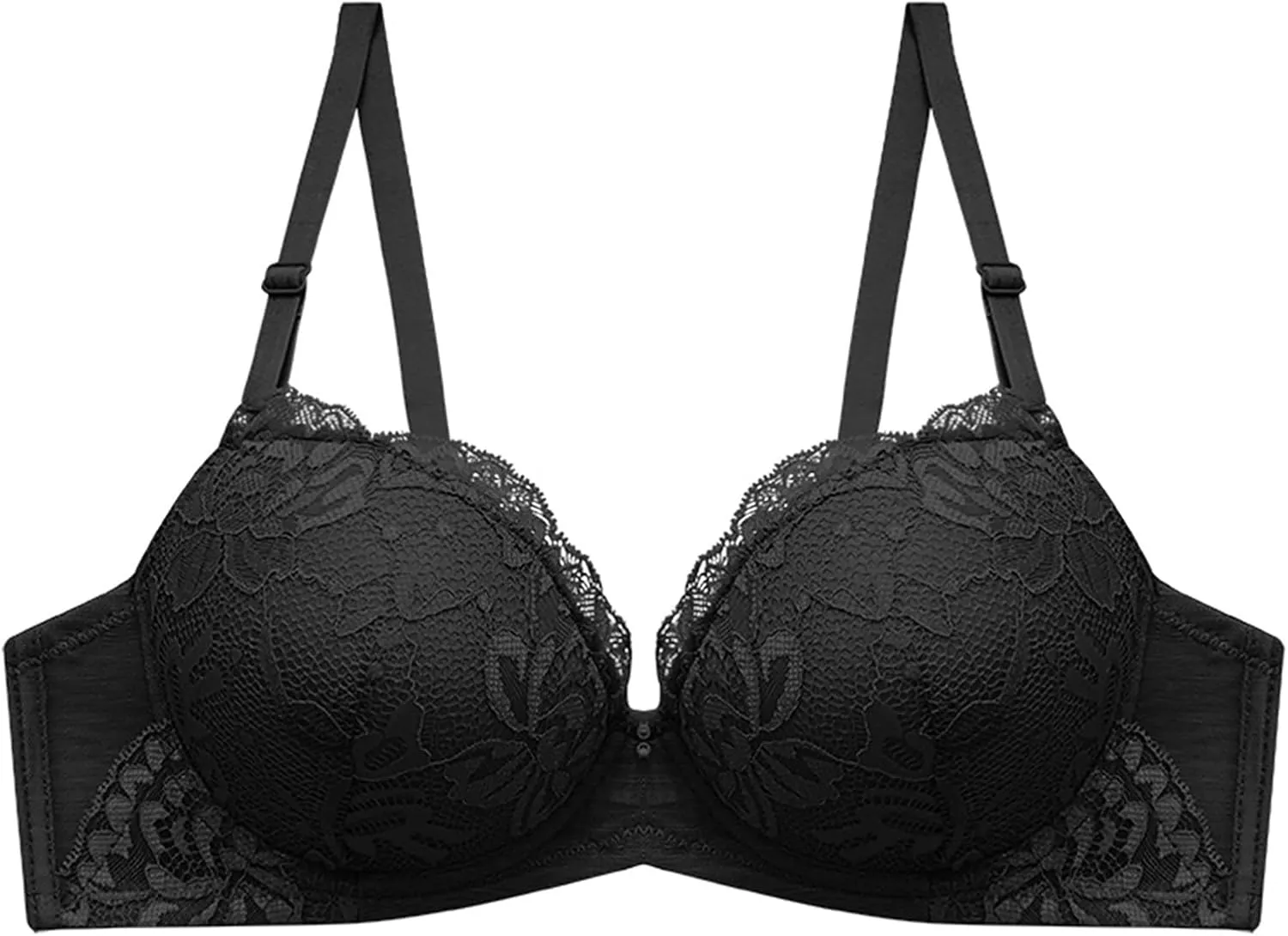 Lingerie Comfort Wirefree Push-Up Lace Embroidery Bralette for Women,Light Padded Bra, Full-Coverage Everyday Bralette