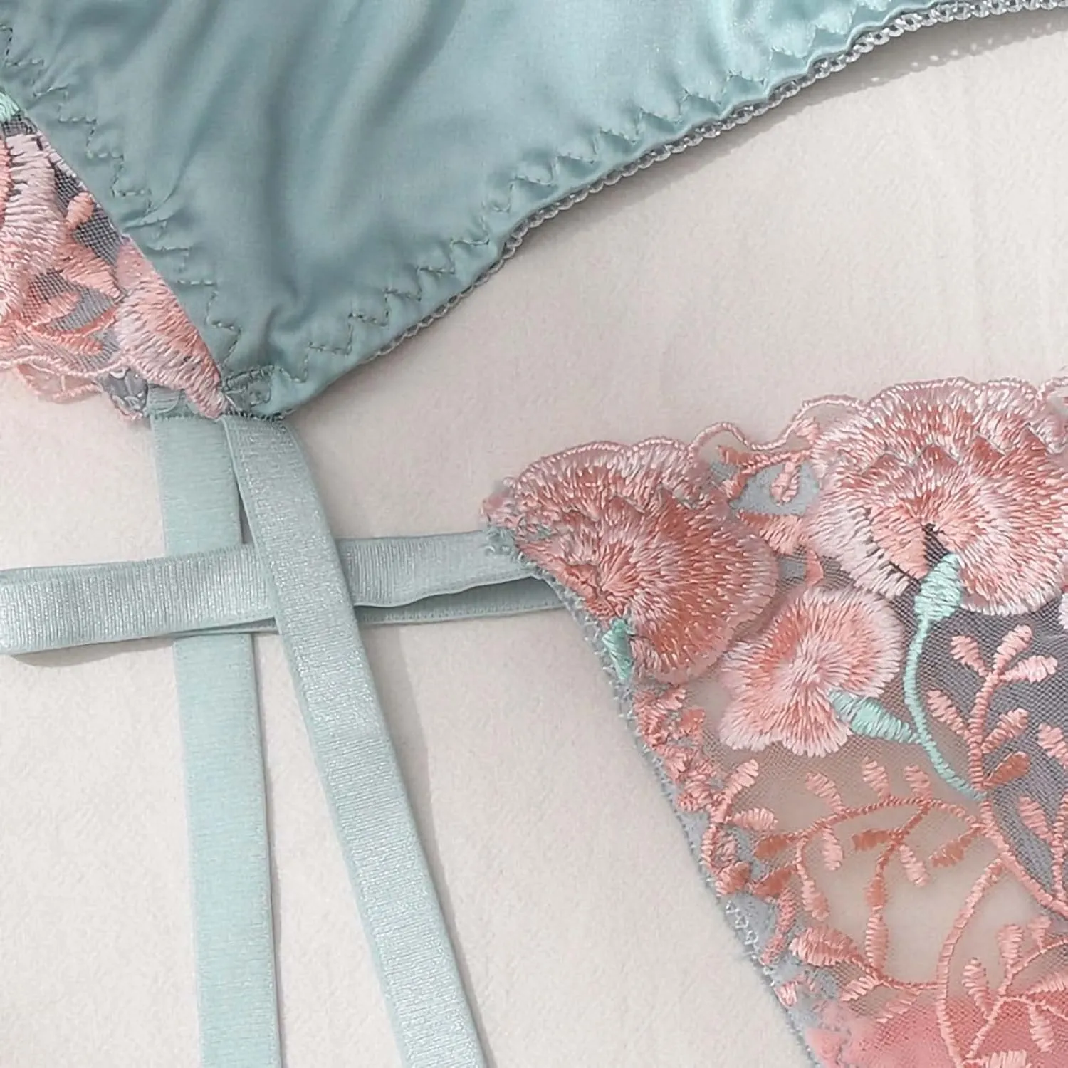 Lingerie Set Women Luxury Embroidery Satin Sexy Underwear Garter Lace Bikini Naughty Bra And Panty