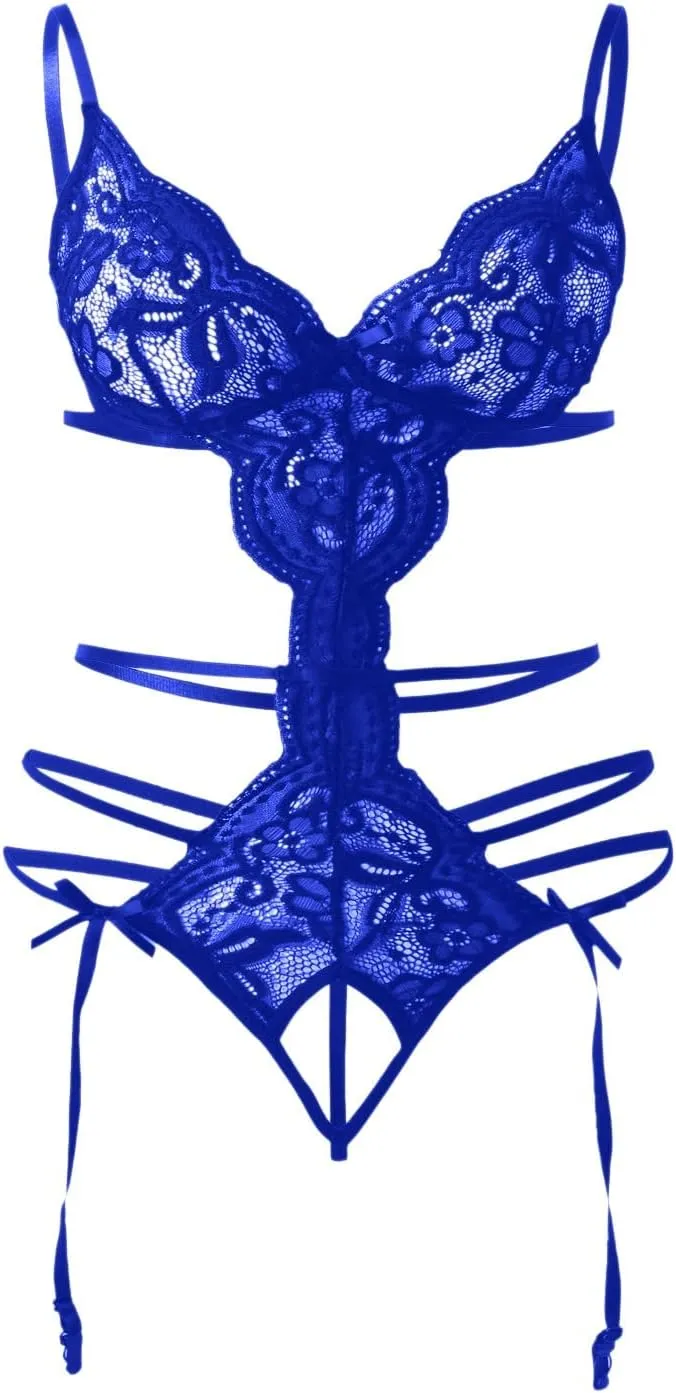 Lingerie Sets for Women Sexy See Through Pajama Sets Bra and Panty Teddy Lingerie V Neck 2 Piece