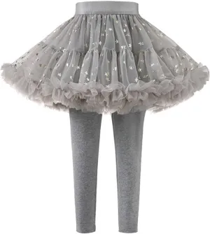 Little Baby Girls Leggings with Ruffle Tutu Skirt Footless Twinkle Star Pants Lace Flower Toddler Cotton Pantskirt