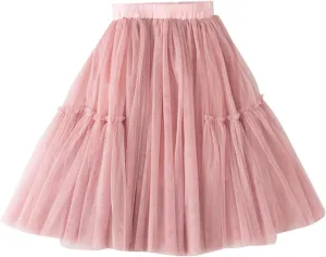 Little Child Girls Long Skirt Girls Tiered Ruffle Maxi Skirts Girls Soft Lace Party Wedding Gown Rainbow Tulle Dress