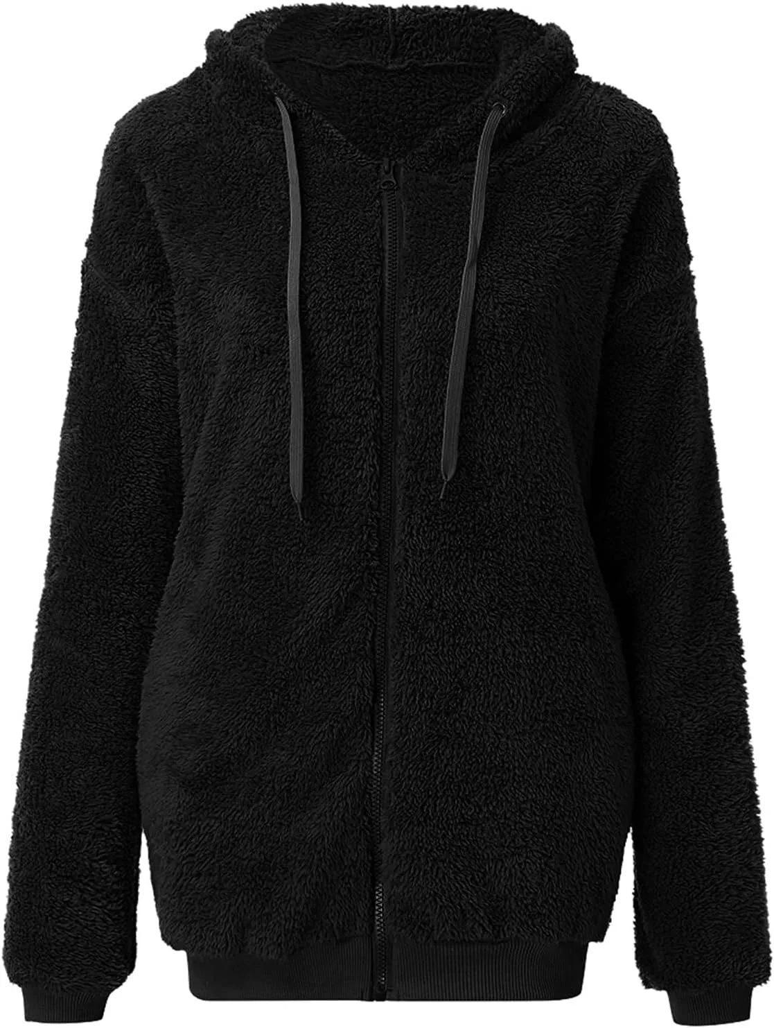 Long Fuzzy Coat Long Sleeve Fleece Parkas Thick Warm Fluffy Jackets for Women Comfy Hooded Women Sherpa Lined Hoodie
