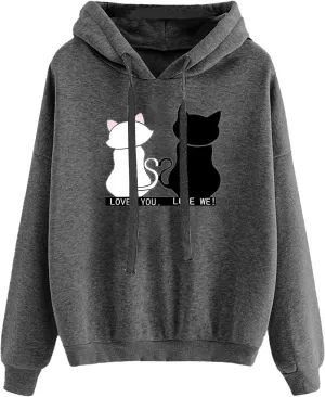 Long Sleeve Hoodie Sweatshirts for Women Fall Drawstring Pullover Sweatshirts Trendy Funny Printed Streetwear Shirts