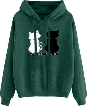 Long Sleeve Hoodie Sweatshirts for Women Fall Drawstring Pullover Sweatshirts Trendy Funny Printed Streetwear Shirts