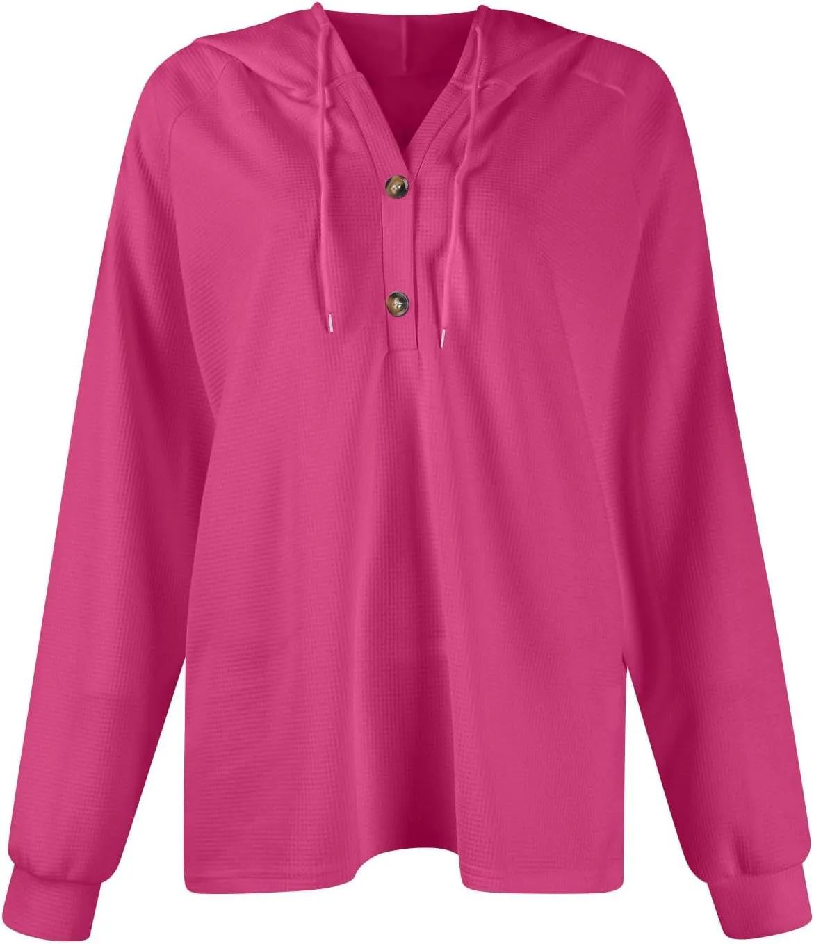 Long Sleeve Shirts for Women Waffle Knit Tunic Sweater Tops Casual Button Down Blouses Top Soft Hooded Sweatshirts