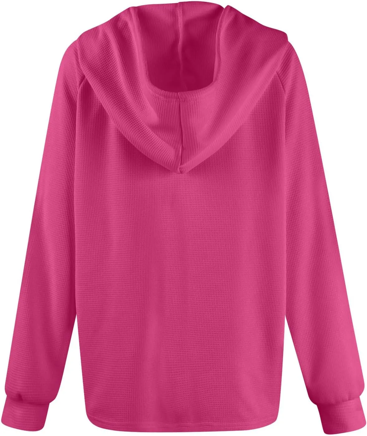 Long Sleeve Shirts for Women Waffle Knit Tunic Sweater Tops Casual Button Down Blouses Top Soft Hooded Sweatshirts