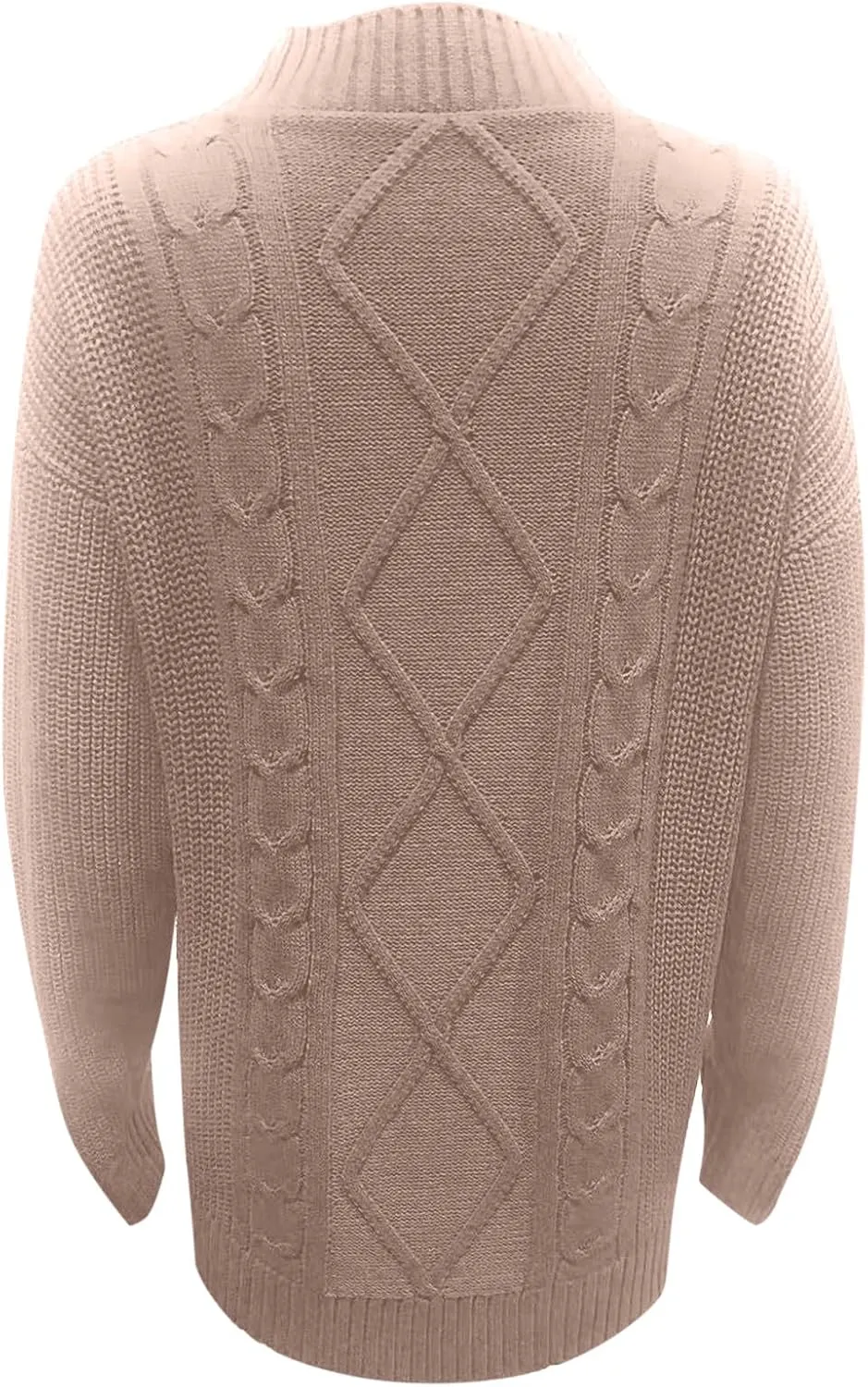 Long Sleeve Turtleneck Sweater Women Winter Casual Solid Color Cable Knitwear Oversize Mock Neck Long Sweater