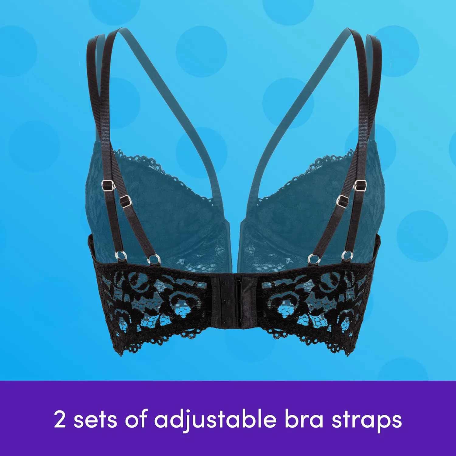 Lovehoney Lingerie Women's Parisienne Plunge Longline Bra Set - Lace and Padded Underwired Cups - Regular to Plus Size 2-20