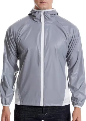 LZLRUN Full Zip Athletic Running Hooded Reflective Jackets for Men and Women Lightweight Hoodie with Safe & Rave Track Jacket