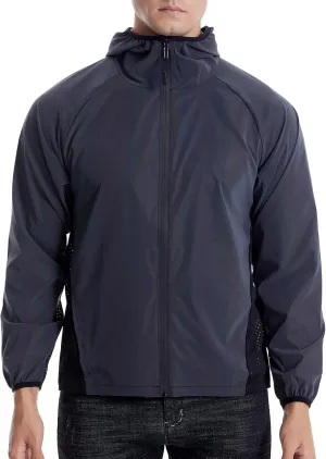 LZLRUN Full Zip Athletic Running Hooded Reflective Jackets for Men and Women Lightweight Hoodie with Safe & Rave Track Jacket
