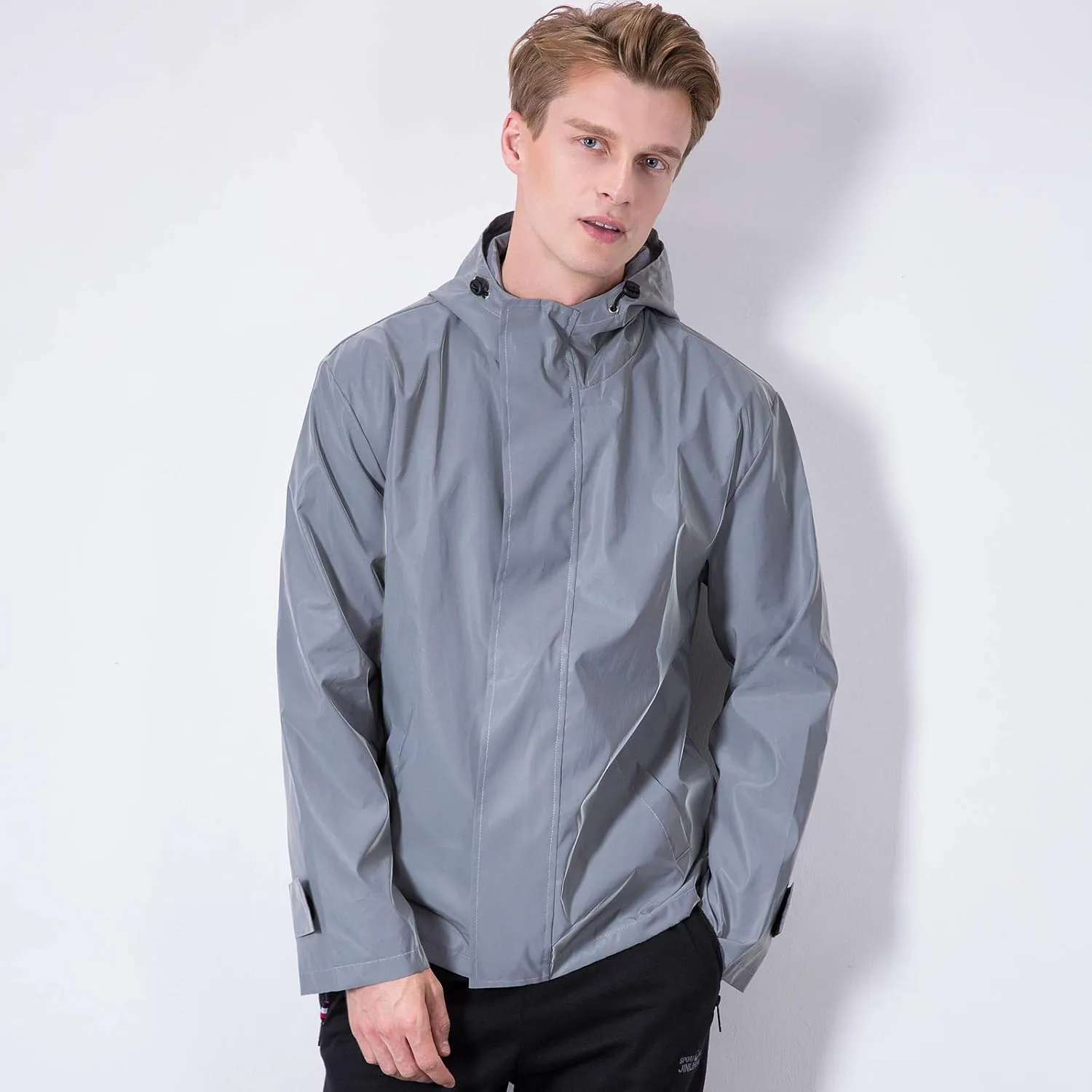 LZLRUN Mens Fully Reflective Jacket Outdoor Windbreaker Running Cycling Coat