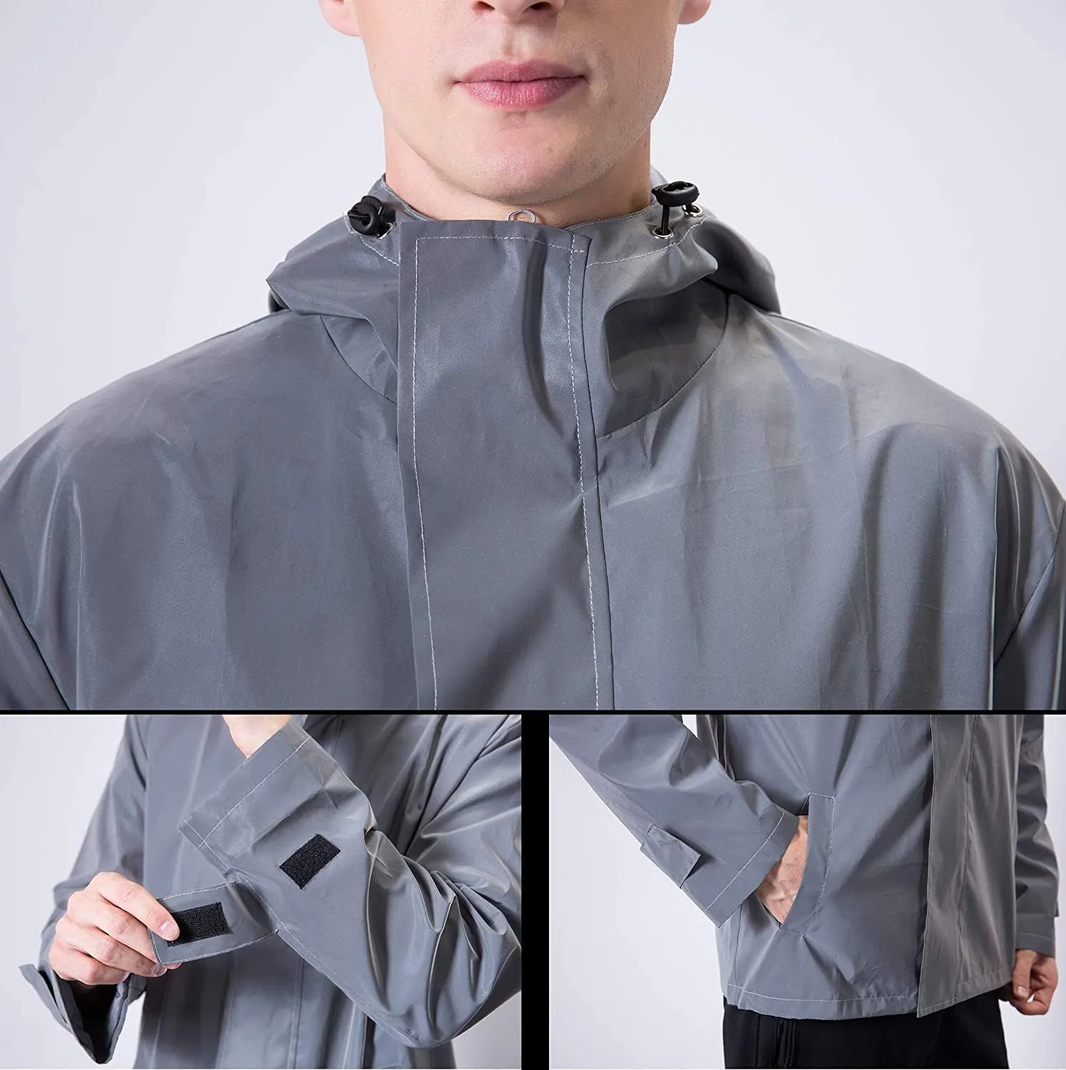 LZLRUN Mens Fully Reflective Jacket Outdoor Windbreaker Running Cycling Coat