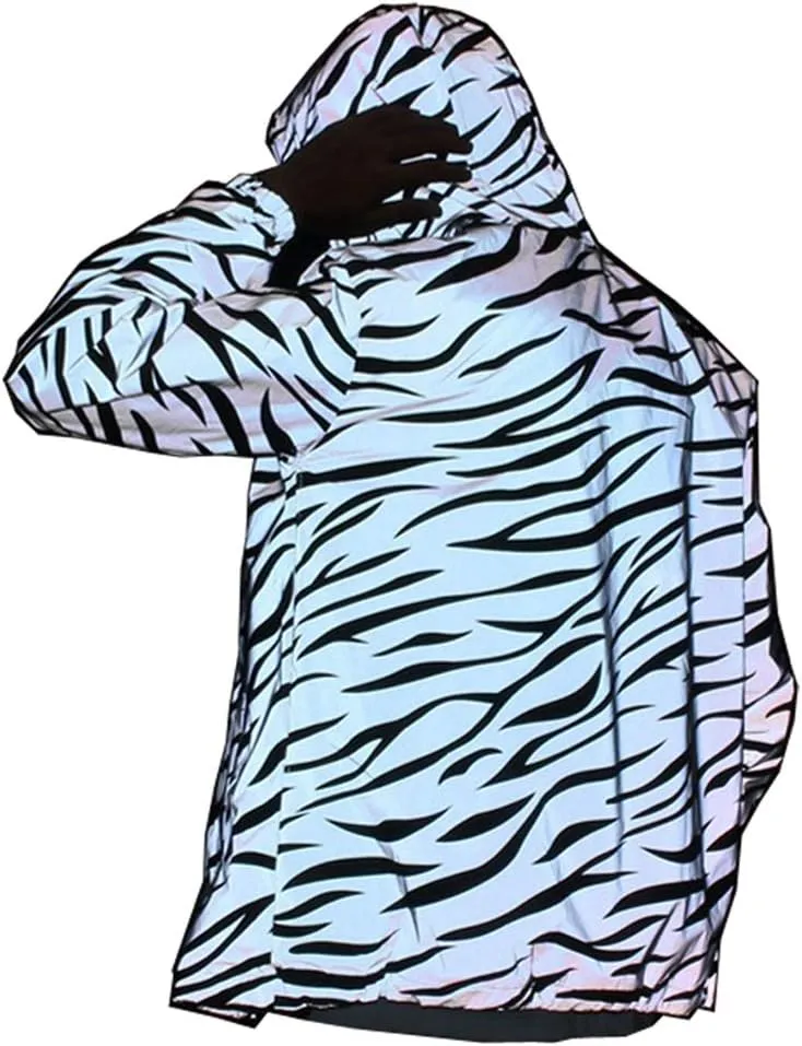 LZLRUN Reflective Light Jacket Men Women Mesh Style Noctilucent Zebra Jackets Waterproof