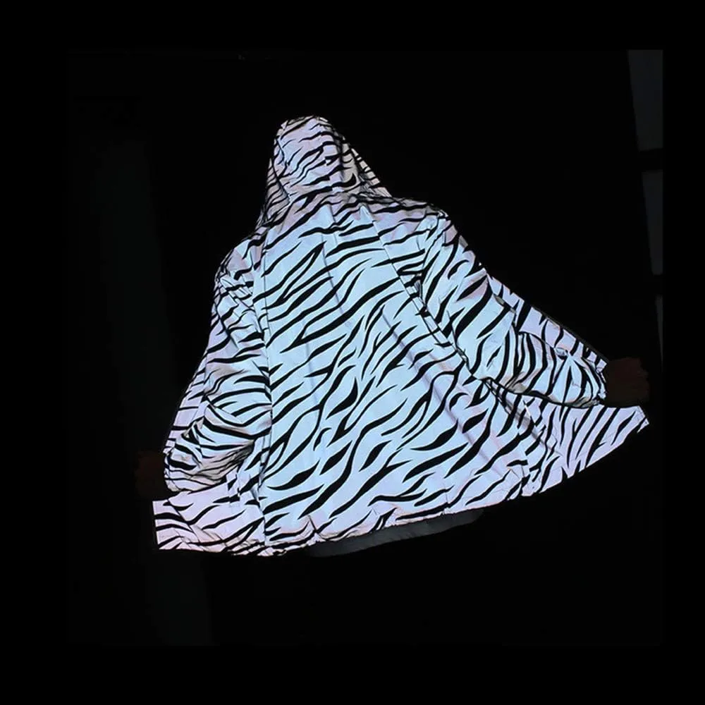 LZLRUN Reflective Light Jacket Men Women Mesh Style Noctilucent Zebra Jackets Waterproof