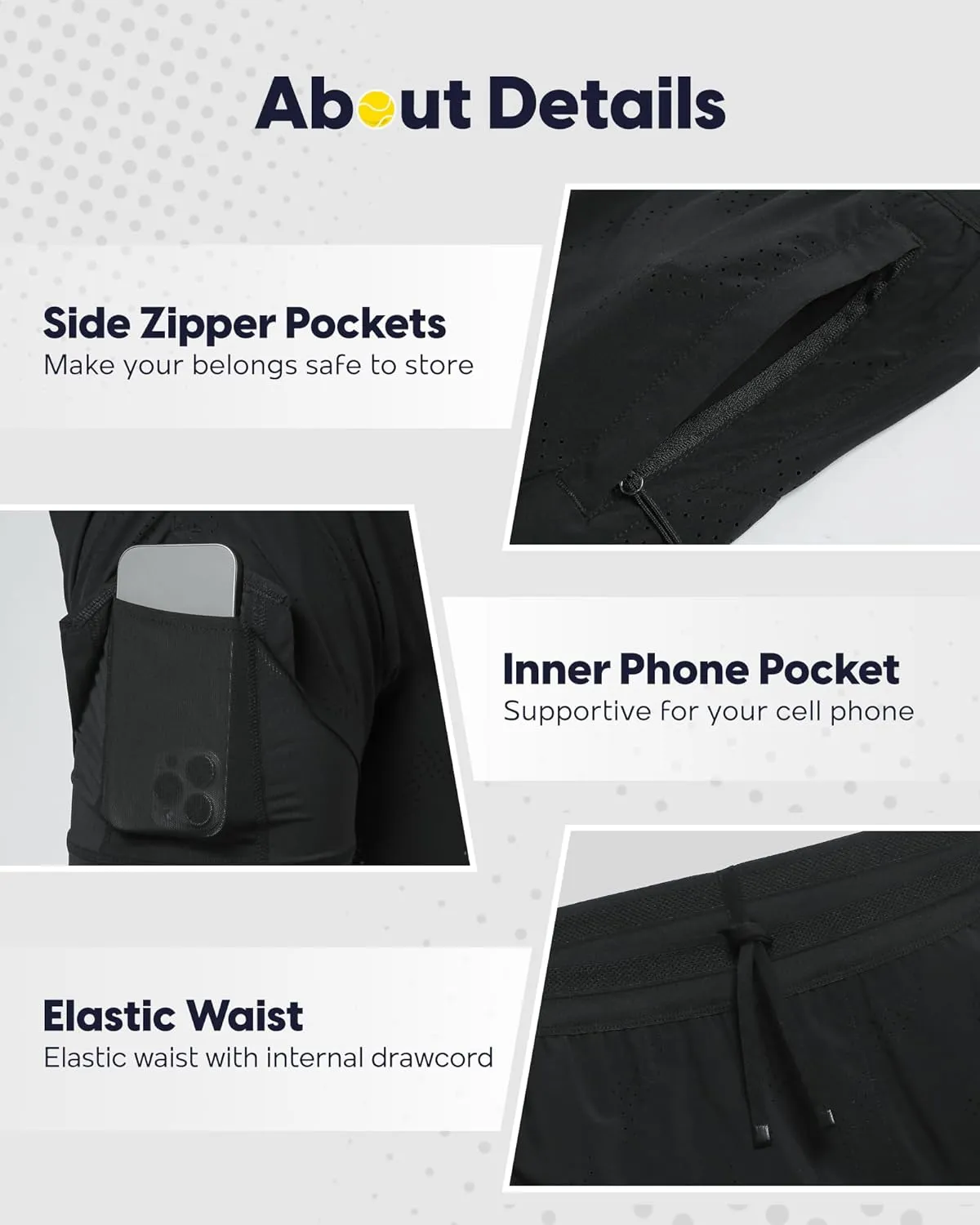 maamgic Men's 2 in 1 Gym Shorts 5 Inch Athletic Tennis Shorts Stretch Workout Running Shorts with Liner