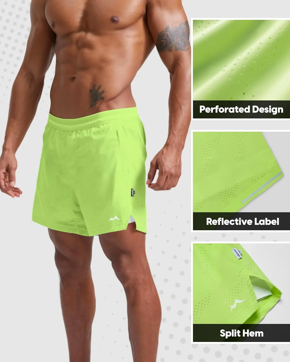 maamgic Men's 2 in 1 Gym Shorts 5 Inch Athletic Tennis Shorts Stretch Workout Running Shorts with Liner