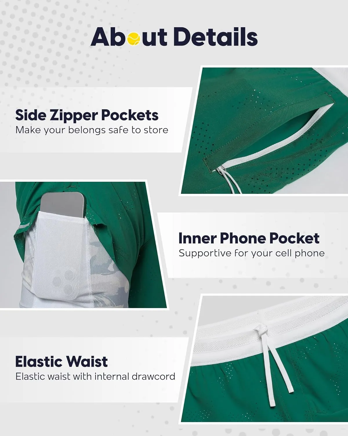 maamgic Men's 2 in 1 Gym Shorts 5 Inch Athletic Tennis Shorts Stretch Workout Running Shorts with Liner