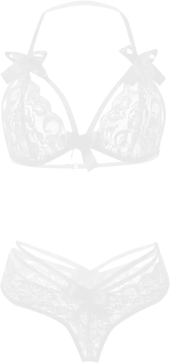 maisdgop Women Lingerie Set Sexy Lace Bow Hollow Out Bodysuit Fashion See Through Underwear Outfit Open File Erotic Bra Sets