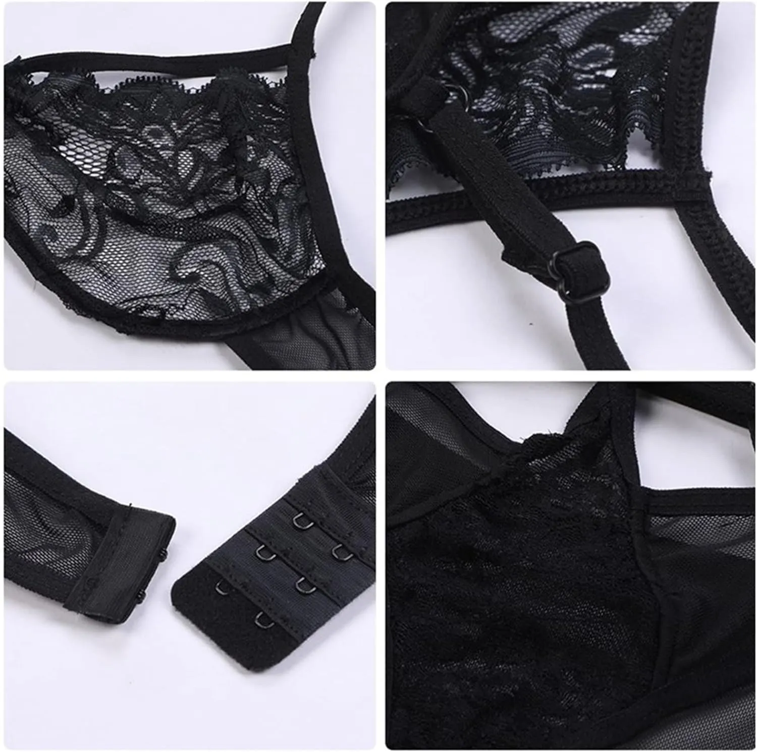 Maiyifu-GJ Sexy Cut Out Lingerie Set for Women Lace Strappy Bralette Bra and Panty Sets 2 Piece Mini Babydoll Underwear