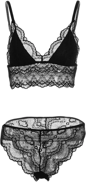 Maiyifu-GJ Women High Waisted Lingerie Set Floral Lace Bralette and Panty Babydoll Set 2 Piece Sexy Exotic Underwear Sets