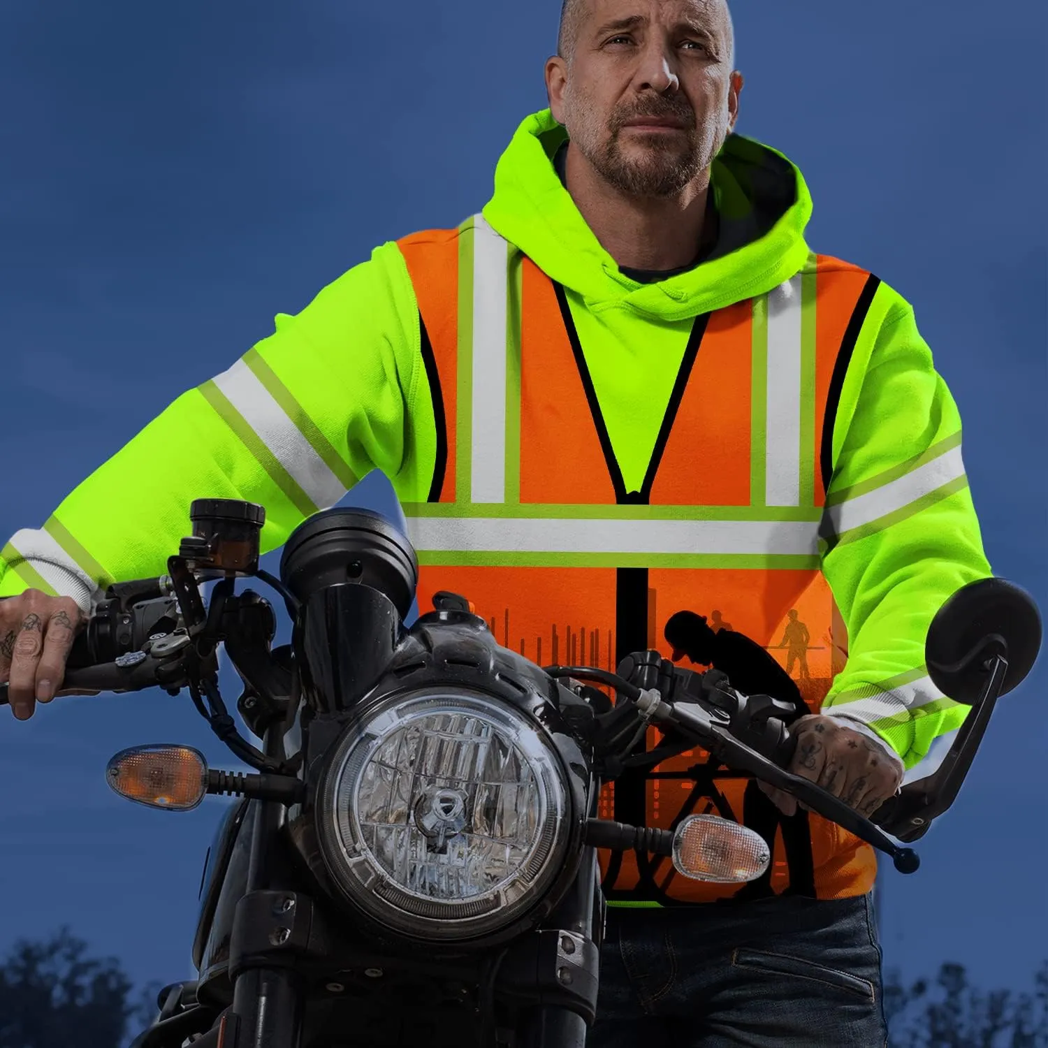 Matedecor High Visibility Hi Vis Hoodie for Men - Jobs Collection Custom Name Class 3 Reflective Safety Workwear
