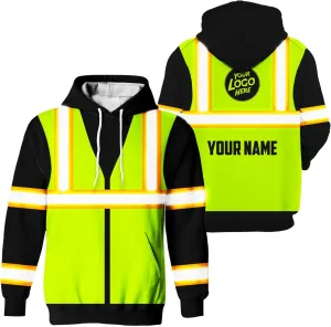 Matedecor High Visibility Hi Vis Hoodie for Men - Jobs Collection Custom Name Class 3 Reflective Safety Workwear