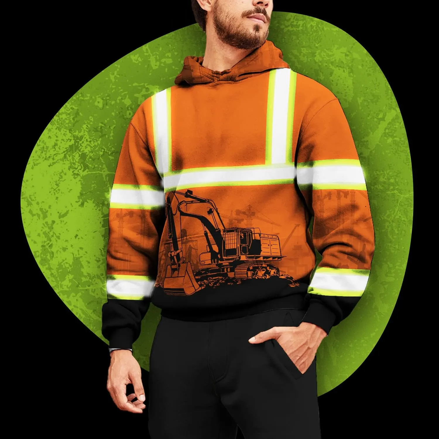 Matedecor High Visibility Hi Vis Hoodie for Men - Jobs Collection Custom Name Class 3 Reflective Safety Workwear