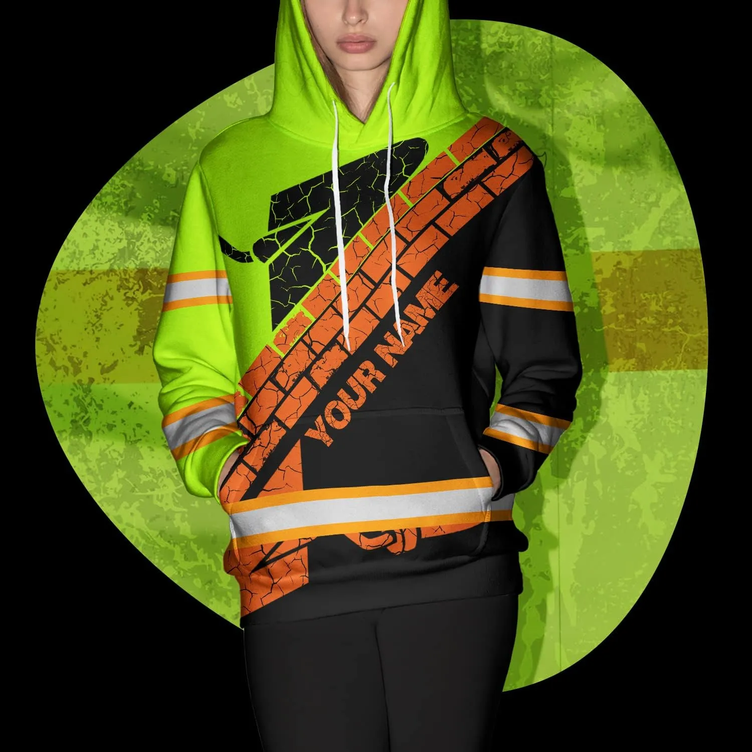Matedecor High Visibility Hi Vis Hoodie for Men - Jobs Collection Custom Name Class 3 Reflective Safety Workwear