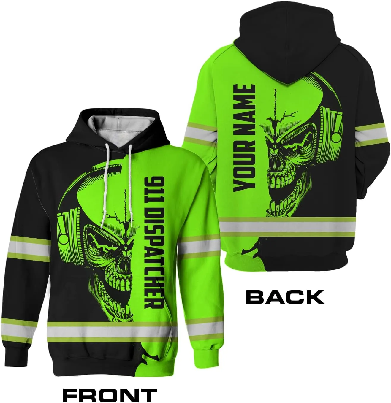 Matedecor High Visibility Hi Vis Hoodie for Men - Jobs Collection Custom Name Class 3 Reflective Safety Workwear
