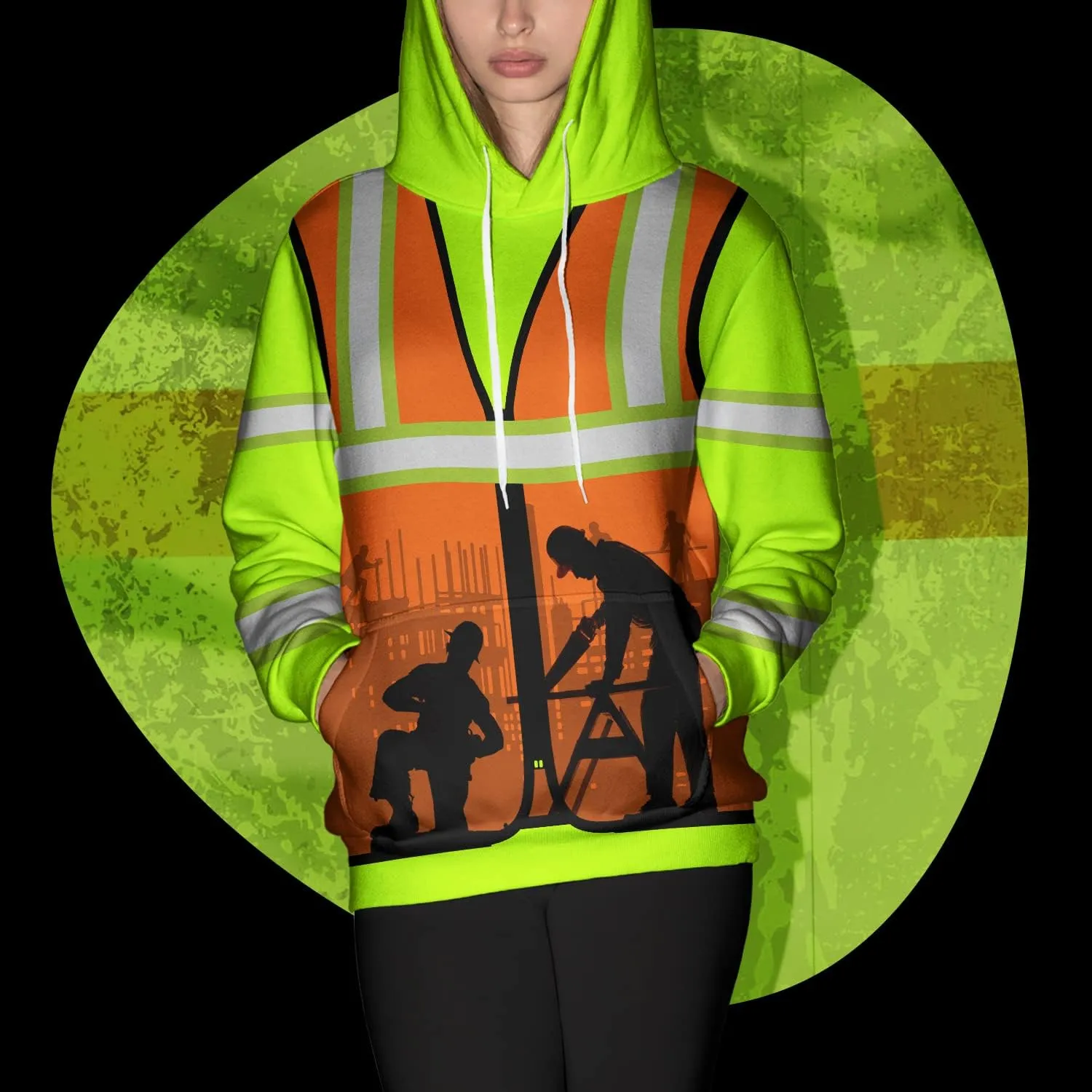 Matedecor High Visibility Hi Vis Hoodie for Men - Jobs Collection Custom Name Class 3 Reflective Safety Workwear