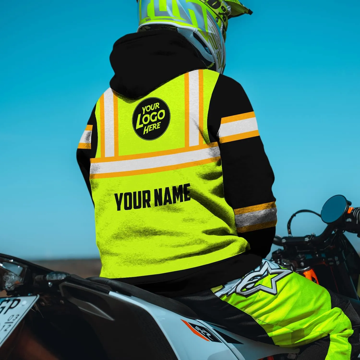 Matedecor High Visibility Hi Vis Hoodie for Men - Jobs Collection Custom Name Class 3 Reflective Safety Workwear
