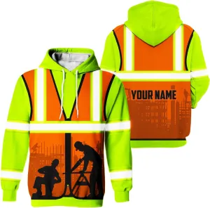 Matedecor High Visibility Hi Vis Hoodie for Men - Jobs Collection Custom Name Class 3 Reflective Safety Workwear