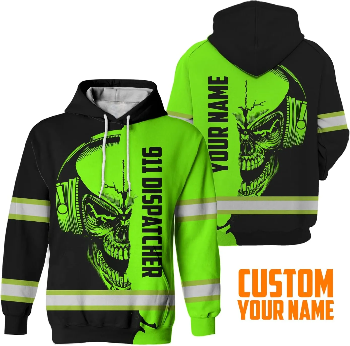 Matedecor High Visibility Hi Vis Hoodie for Men - Jobs Collection Custom Name Class 3 Reflective Safety Workwear