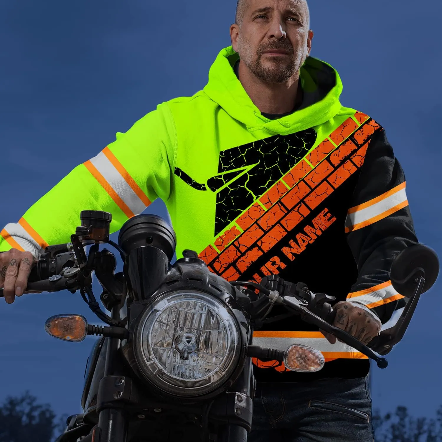 Matedecor High Visibility Hi Vis Hoodie for Men - Jobs Collection Custom Name Class 3 Reflective Safety Workwear