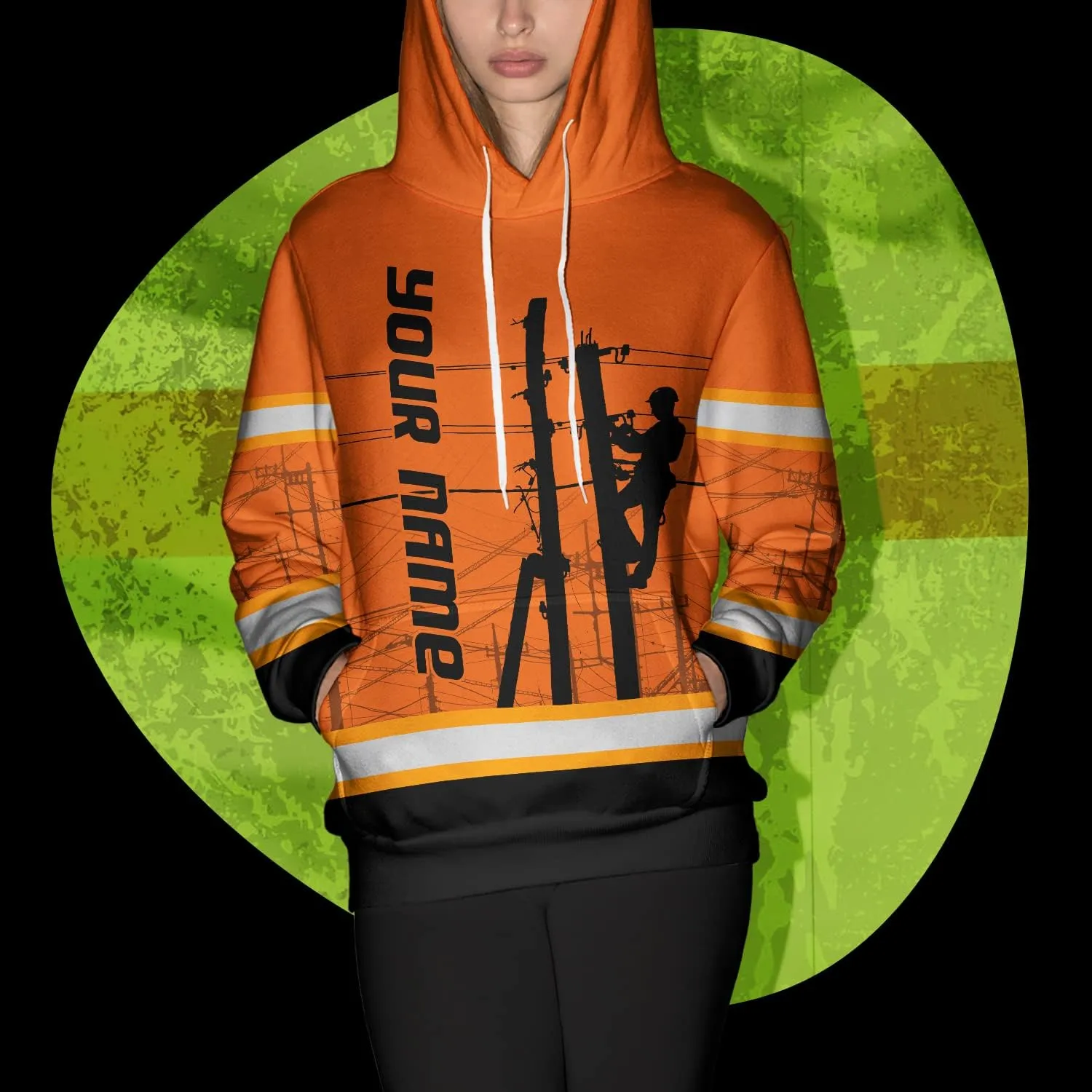 Matedecor High Visibility Hi Vis Hoodie for Men - Jobs Collection Custom Name Class 3 Reflective Safety Workwear