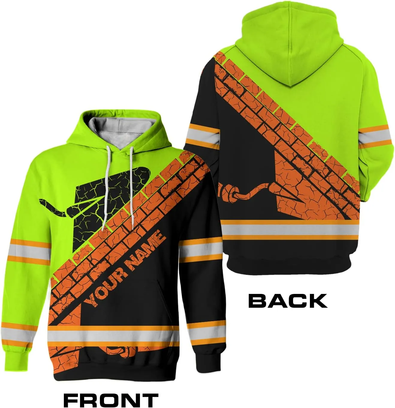 Matedecor High Visibility Hi Vis Hoodie for Men - Jobs Collection Custom Name Class 3 Reflective Safety Workwear
