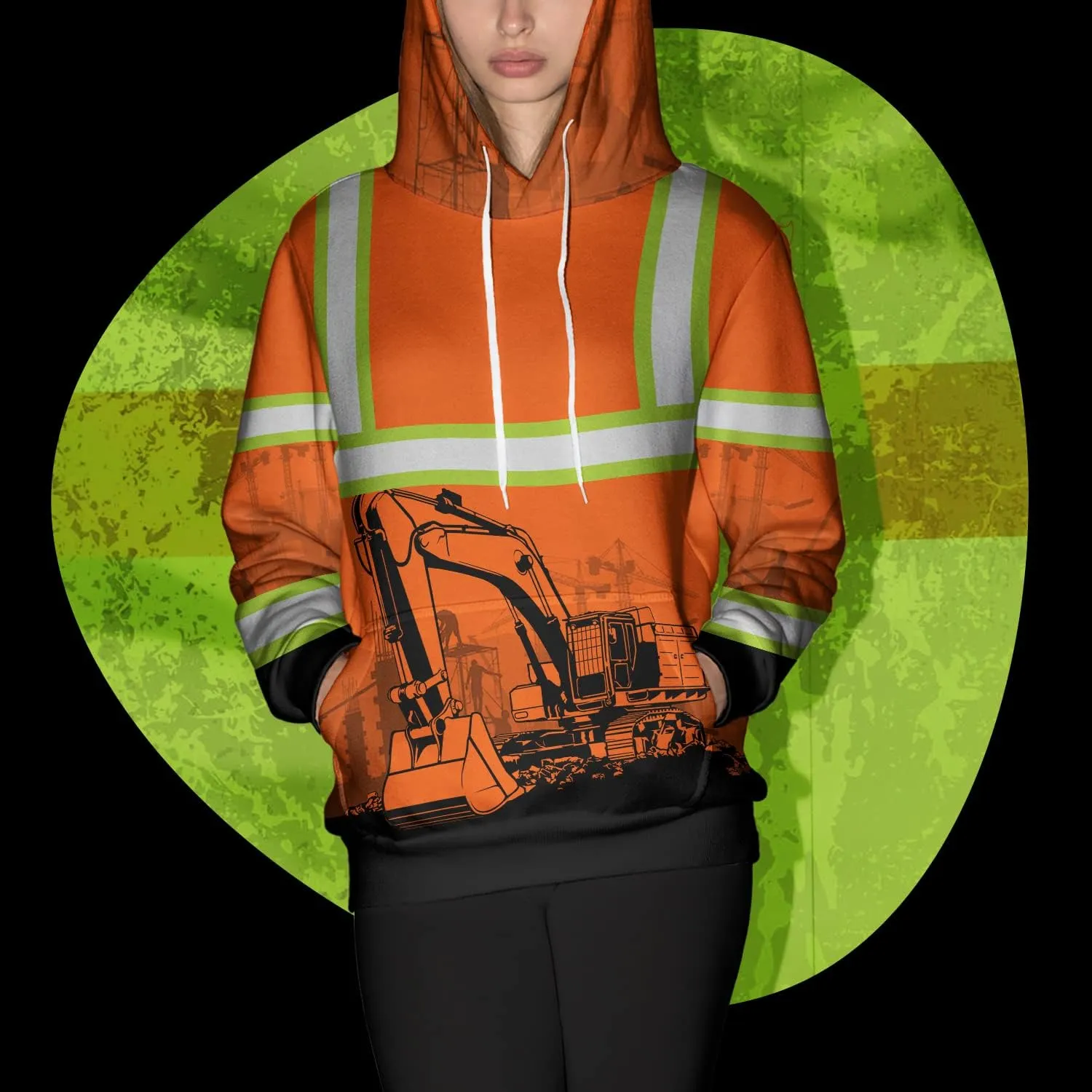 Matedecor High Visibility Hi Vis Hoodie for Men - Jobs Collection Custom Name Class 3 Reflective Safety Workwear