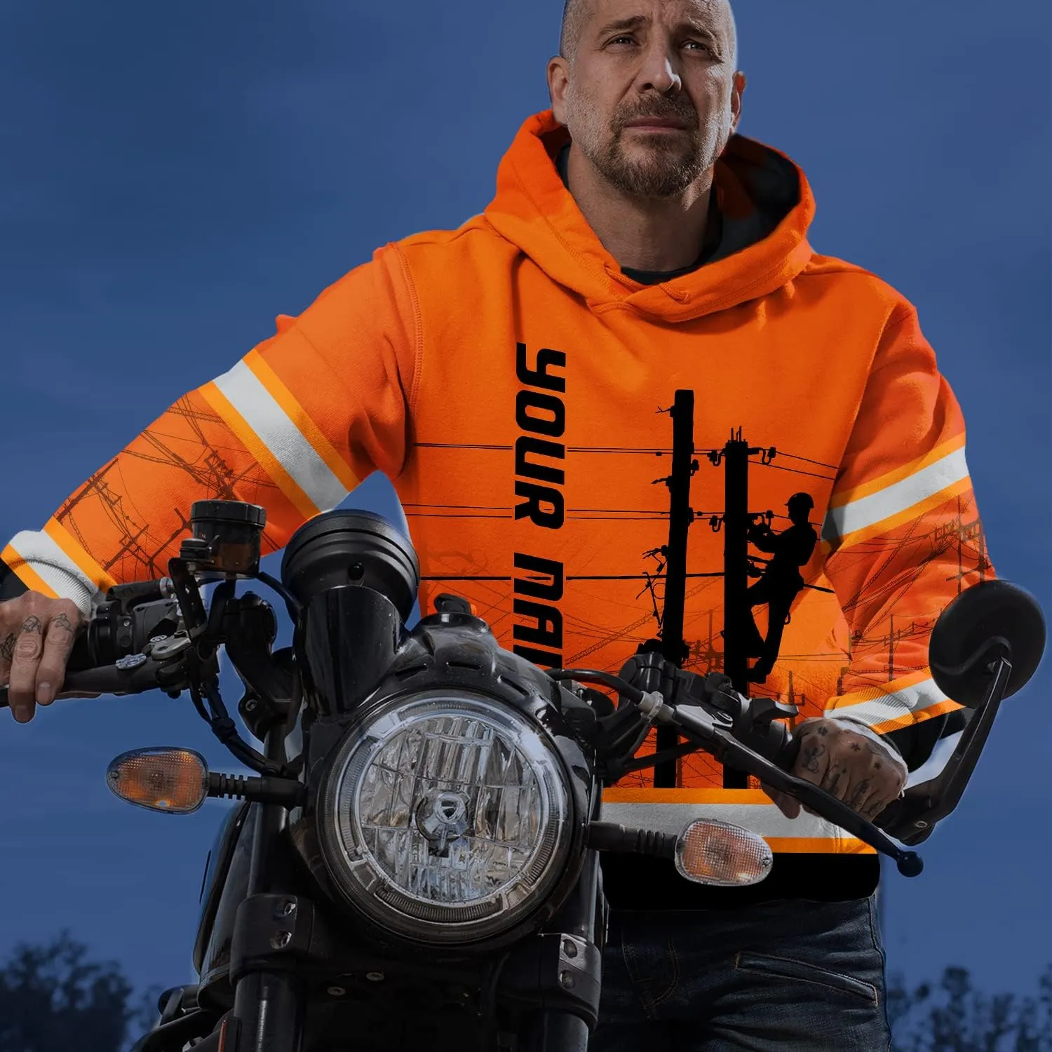 Matedecor High Visibility Hi Vis Hoodie for Men - Jobs Collection Custom Name Class 3 Reflective Safety Workwear