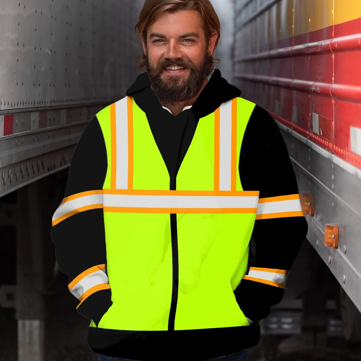 Matedecor High Visibility Hi Vis Hoodie for Men - Jobs Collection Custom Name Class 3 Reflective Safety Workwear