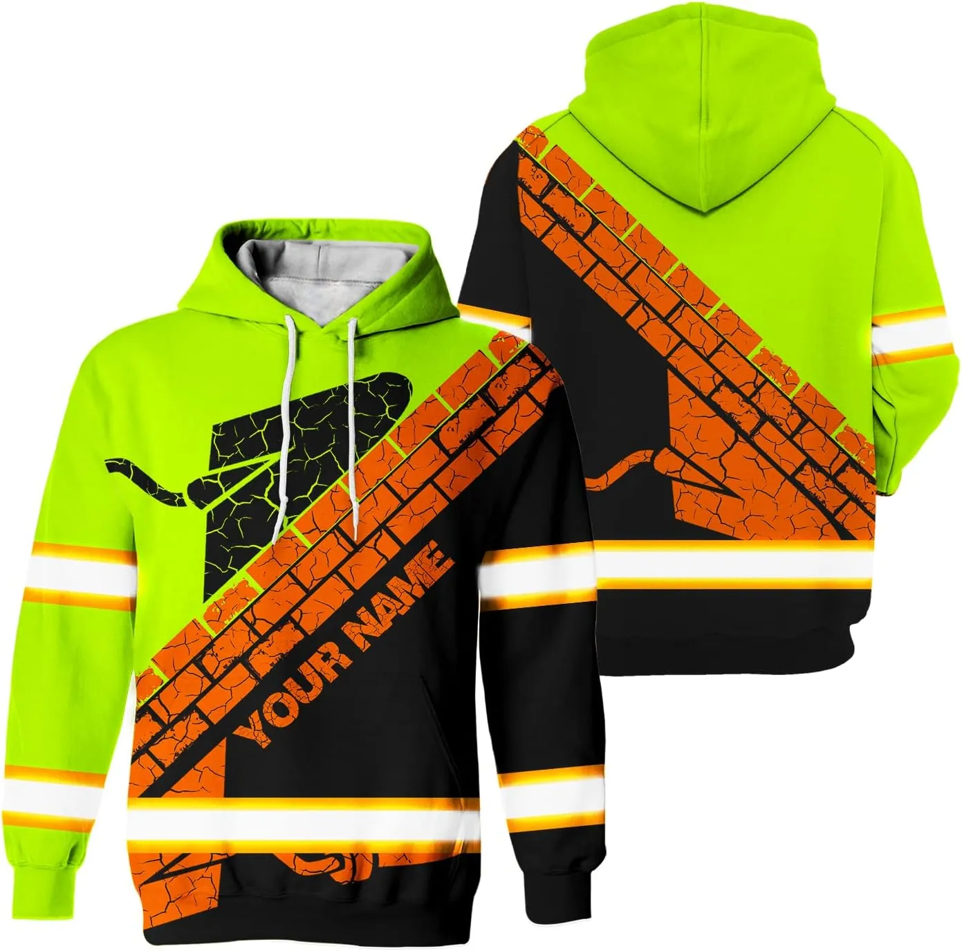 Matedecor High Visibility Hi Vis Hoodie for Men - Jobs Collection Custom Name Class 3 Reflective Safety Workwear