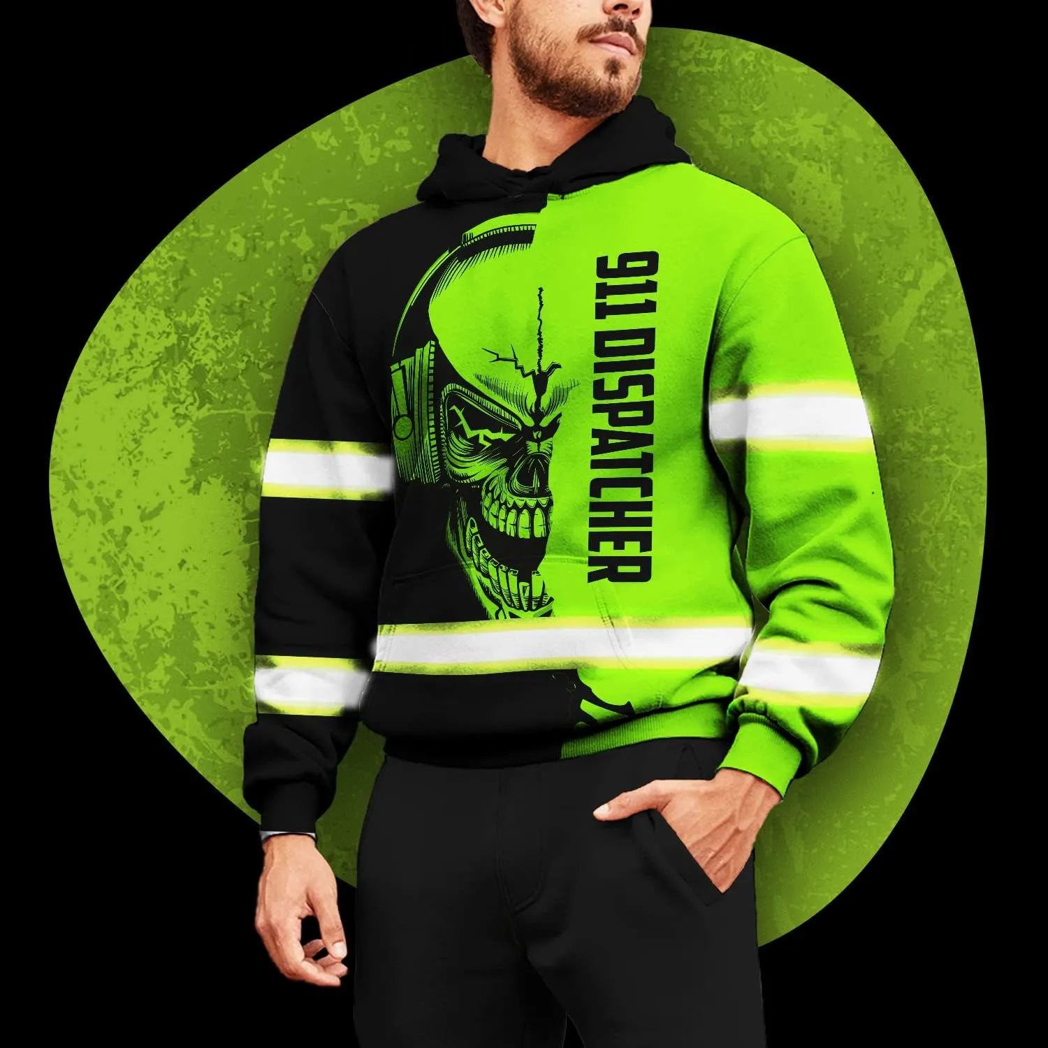 Matedecor High Visibility Hi Vis Hoodie for Men - Jobs Collection Custom Name Class 3 Reflective Safety Workwear